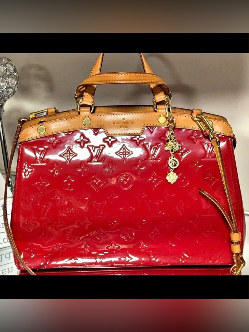 LV Vernis Brea MM Red Pomme D'Amour - Strap, COA & LV Dust Bag
